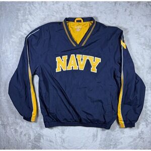 Navy Midshipmen Jacket Mens Medium Blue NCAA Football Champion Pullover V Neck